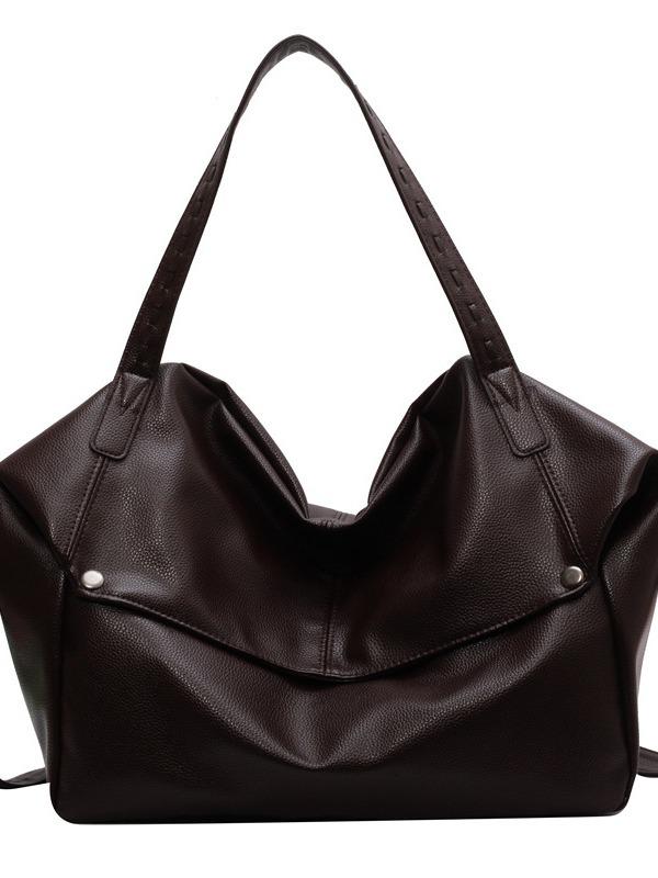 Large Capacity Women's Solid Color Korean Style Fashion Tote Shoulder Bag