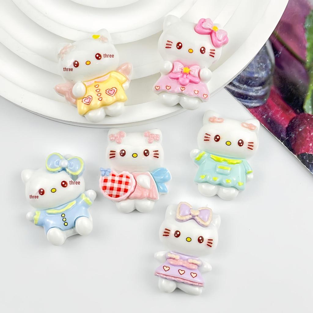 Cartoon KT Cat Resin Accessories: DIY Fridge Magnet, Keychain, Hair Clip Decorative Materials