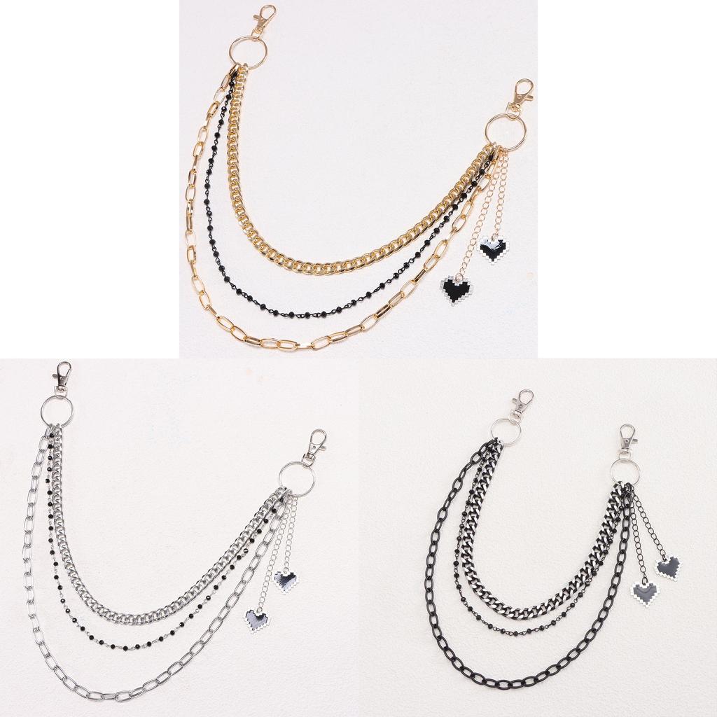 Hip Hop Heart Pendant Metal Belt Chain For Men And Women Casual Fashion Accessory