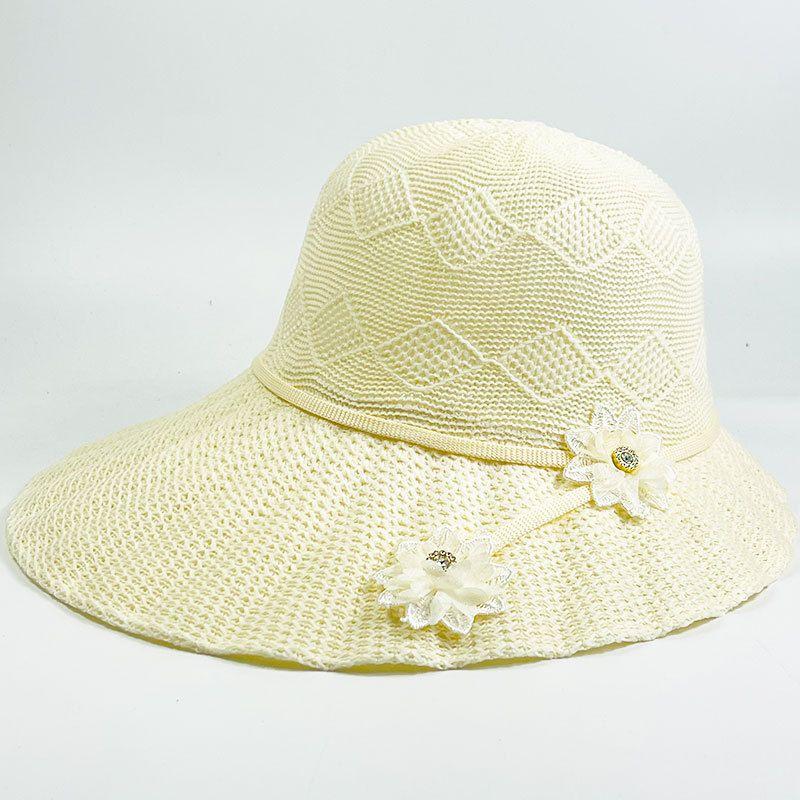Straw Hat Women's Summer Sun Hat Fashionable Seaside Sun Protection Flower Large Brim Sun Protection UV Resistant Beach Hat