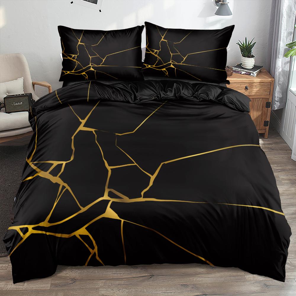 Enkla sängklädesset 3D Marmorering Påslakan Täcke Örngott King Queen Full Double Single Hemtextil