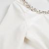Women's Elegant Beaded Velvet Square Neck Rhinestone Long Sleeve Dress – Winter Formal/ New Year’s Dress