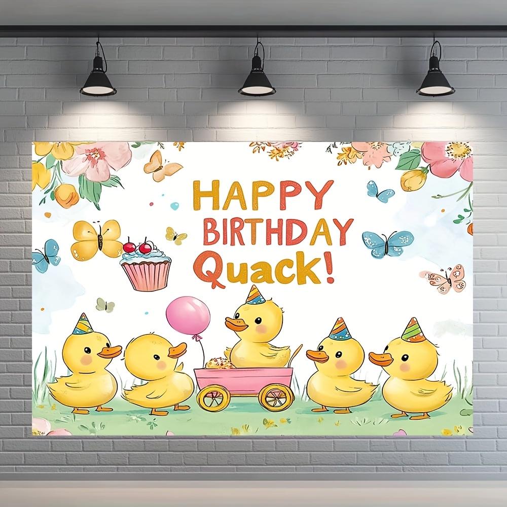 1 piece - Happy Birthday Quack! Duck-themed party backdrop - featuring colorful cartoon duck patterns 100x150cm