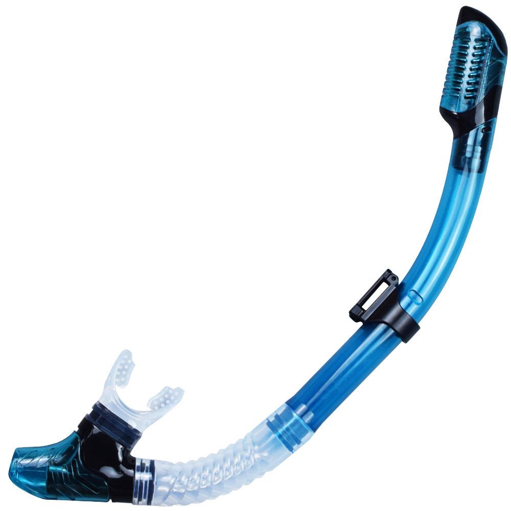 

Full dry breathing tube diving goggles silicone hose average size озеро синього кольору