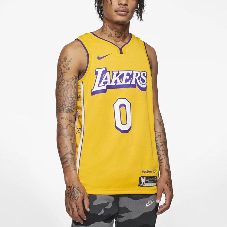 Nike NBA Lakers Kyle Kuzma No.0 Quick-Dry Sleeveless Basketball Jersey Men Tops Yellow AV4646-728