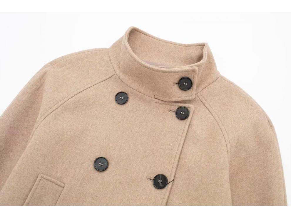 Autumn Women's Street Fashion Double-Breasted Short Woolen Coat