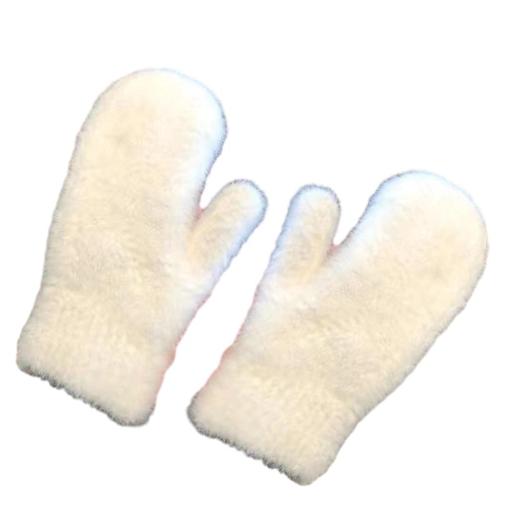 Faux Furs Mittens Women Winter Warm Gloves Faux Furs Gloves Stretchy Cuff Comfortable Wear for Skating Skiing Hunting