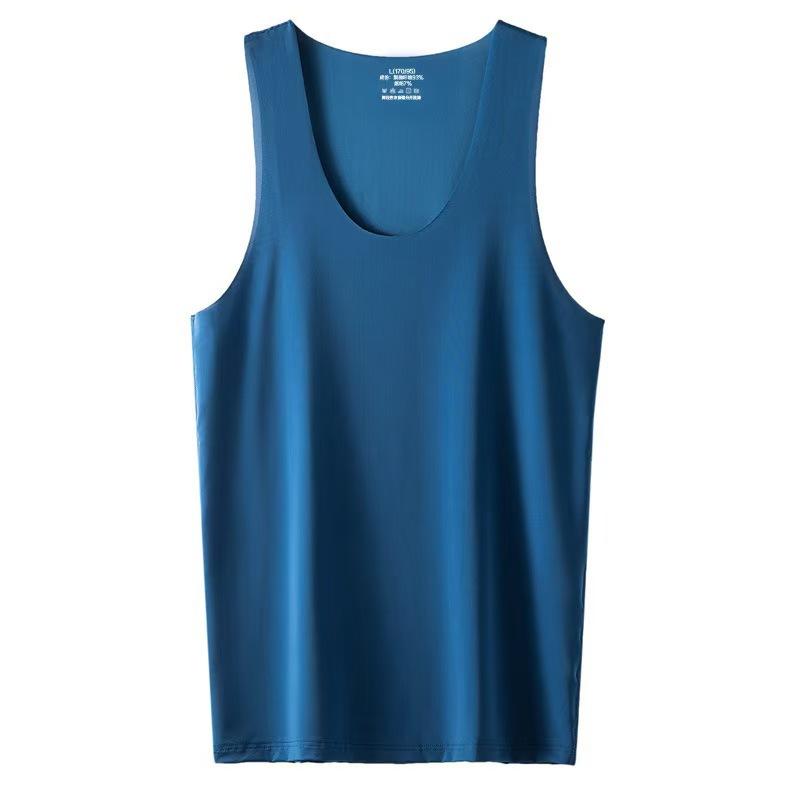 Nouveau débardeur sans couture en soie glacée pour homme, été, fin, respirant, élastique, séchage rapide, sous-vêtement de sport décontracté