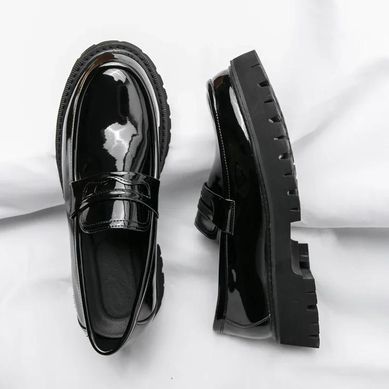 Simple Glossy Matte Finish Handmade Advanced Thick Bottom Casual Shoes for Men Oxford Luxurious Korean Leather Shoes
