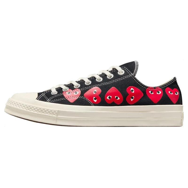 

CDG Play x Converse Chuck 70 Lace-up Non-slip Durable Low-top Sneakers Unisex Black White Red 42