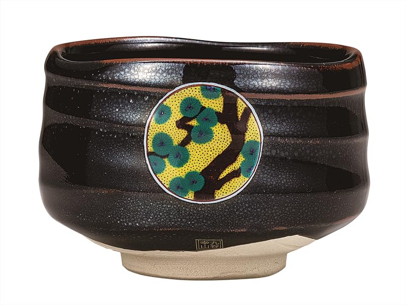 Kutani ware Iwataya Matcha bowl, pine, bamboo, and plum design, K9-854