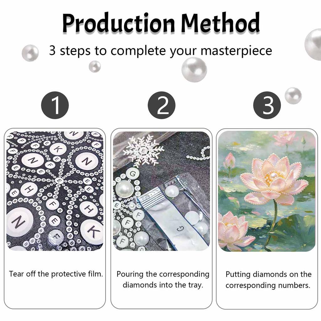 Pearl Lotus Flower Painting Kit Painting Art Handmade Diy Home Decoration Painting. 81 Characters.