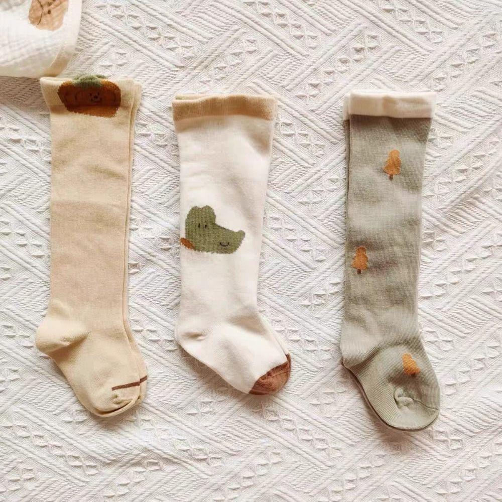 3Pairs Cotton Toddle Cotton Stockings Strawberry Baby Mid Tube Socks Elastic Calf Socks Baby Kids