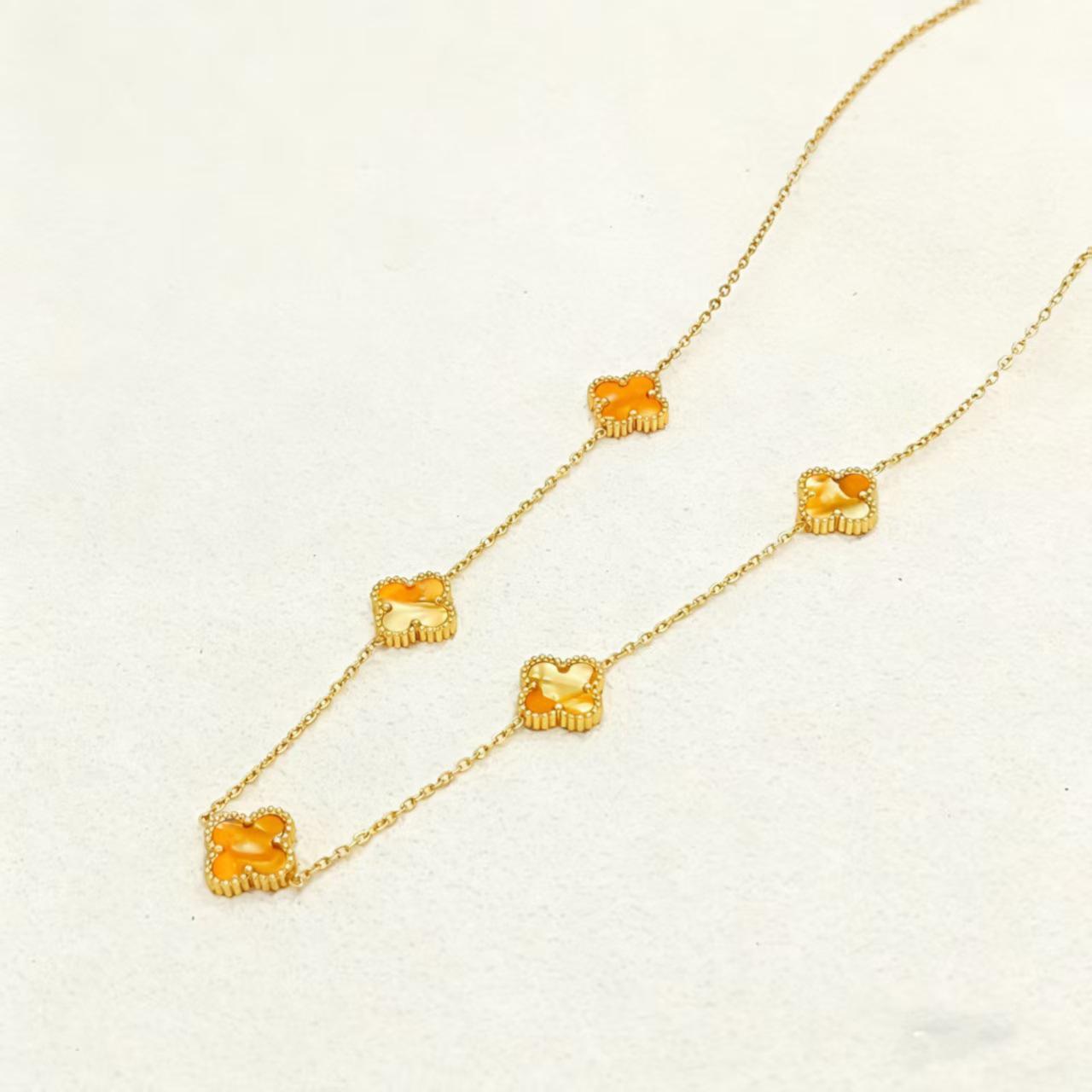 High-Quality 304 Stainless Steel Double-Sided Mother-of-Pearl Clover Necklace 9mm Silver