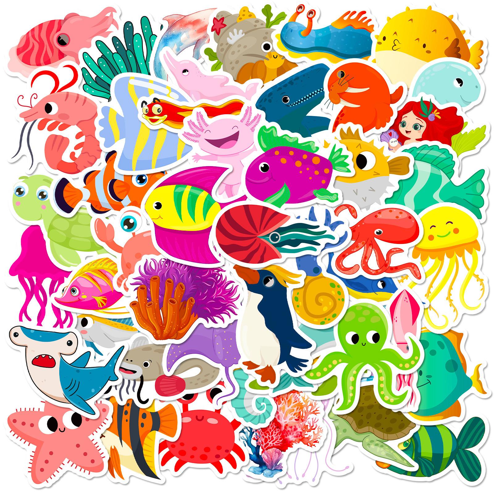 

100 милых мультяшных морских существ наклейки Diy Fun Hand Account мобильный телефон чехол планшет холодильник скейтборд украшения