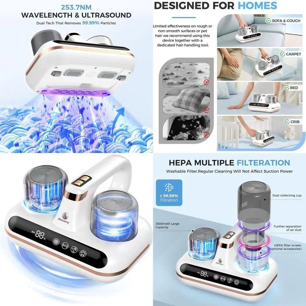 UV Sterilization Function Wireless Mattress Mite Remover UV Sterilization Vacuum  Bed Cleaning