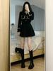 Winter Vintage Elegant New Two Piece Set Women France Button Chic Patchwork Skirt Suit Female Korean Fashion Casual Party Sets 2024