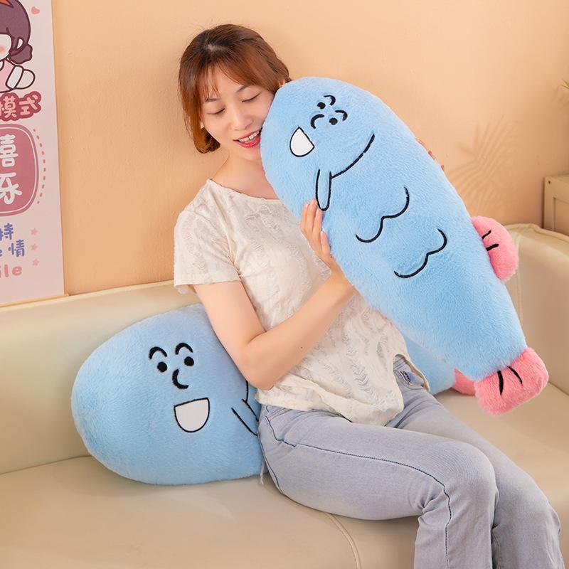 Internet celebrity fish throw pillow fish handsome doll plush toy sand sculpture bed sleeping doll children holiday gift