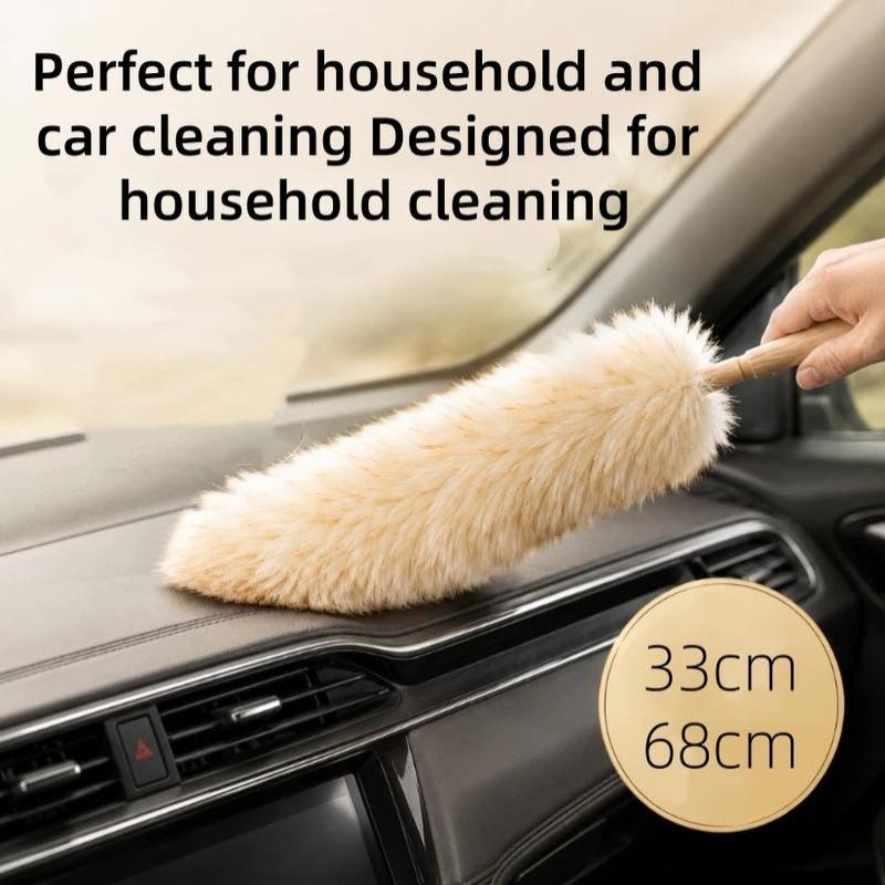 Genuine Wool Duster Lint Free Dense Soft Fur Strong Dust Removal for Household Car Sofa Book Shelf Cleaning Use