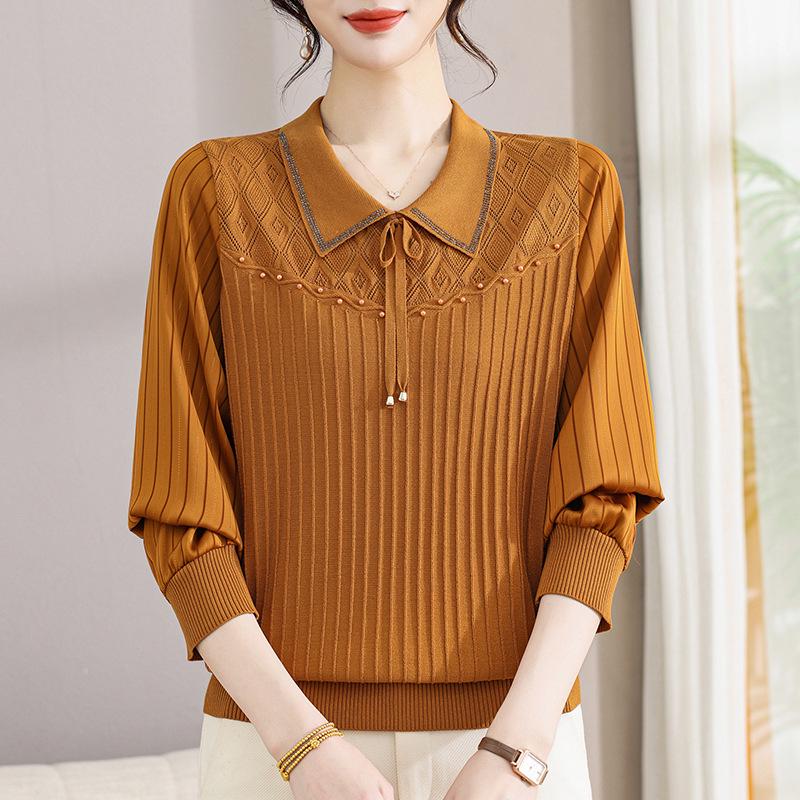 

Elegant Knit Top for Women, Chic Sweater for Ages 40-60 5XL (for 155-165 jin)