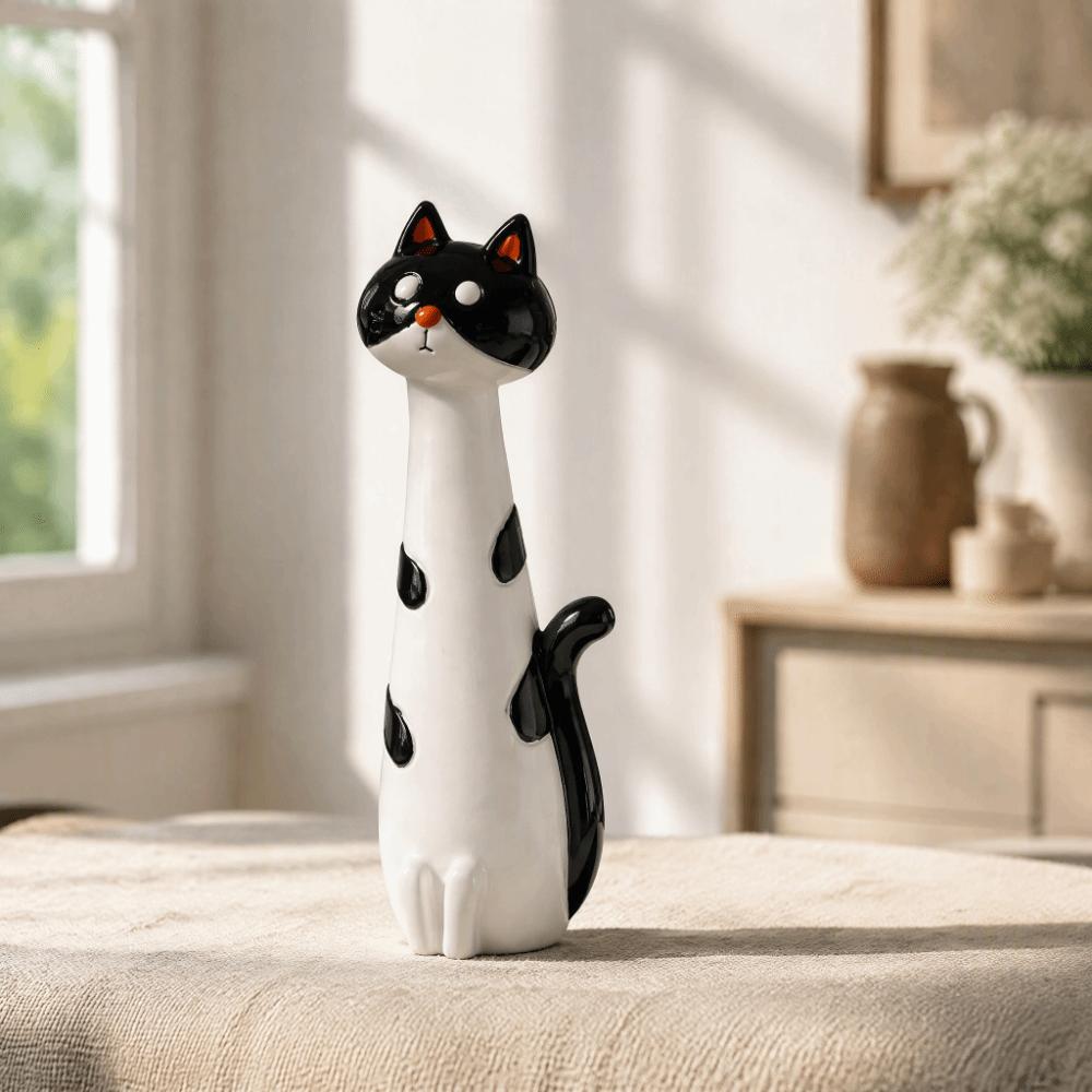 Resin Cat Vase Planter White Color Resin Cat Vase Boho Desktop Flower Pot For Cat Lovers