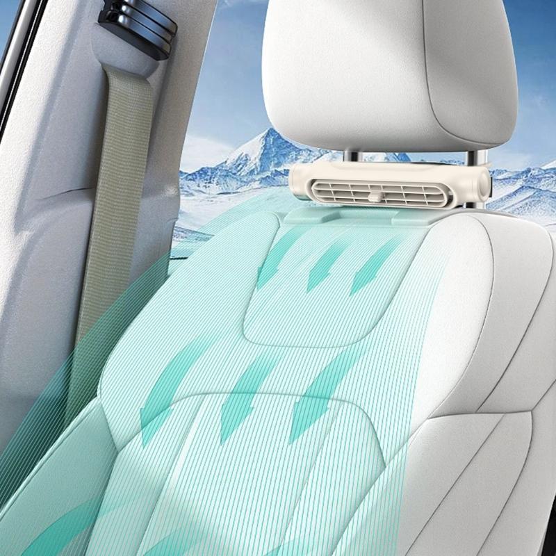 Car Back Cooling Fan Car Headrest Air Fan 3 Speeds Adjustable Quiet Ventilation Fan Car Interior Accessories