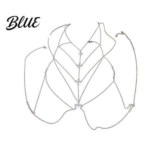 Lightweight Chest Jewelry Cubic Zirconia Chain Necklace Women Sexy Bikini