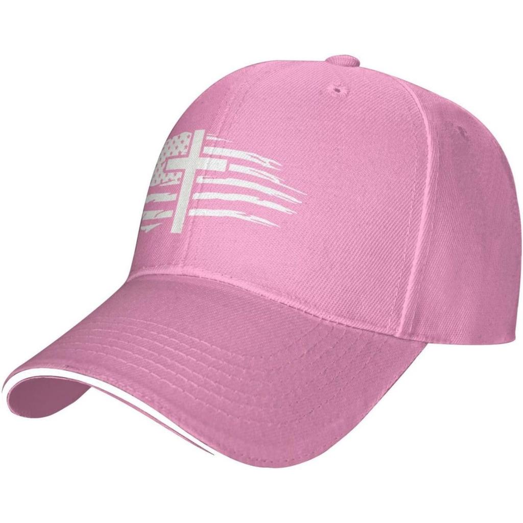 American Flag Cross Hat for Men Women Adjustable Baseball Cap Black Trucker Hat Outdoors