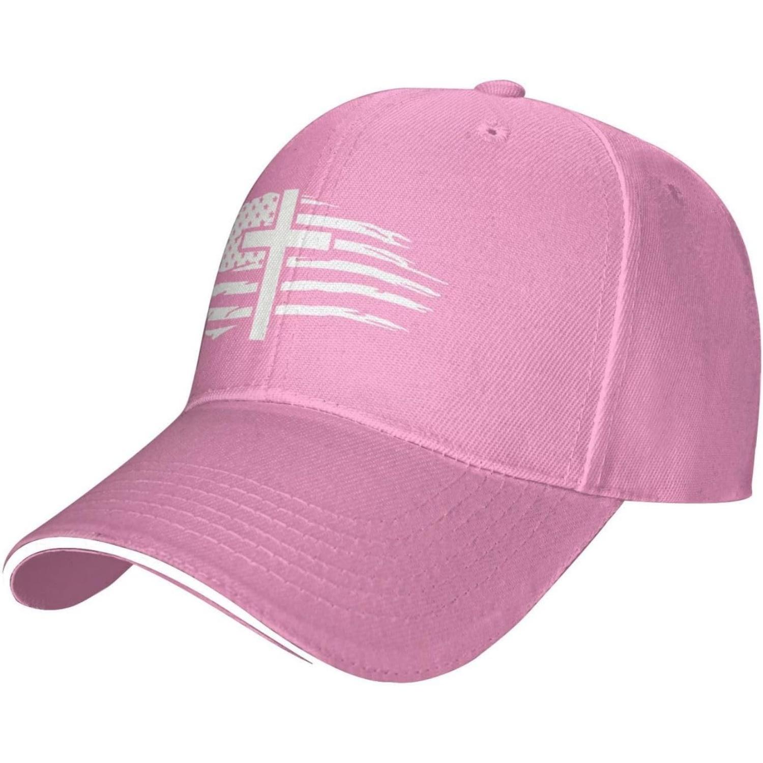 

American Flag Cross Hat for Men Women Adjustable Baseball Cap Black Trucker Hat Outdoors Adjustable