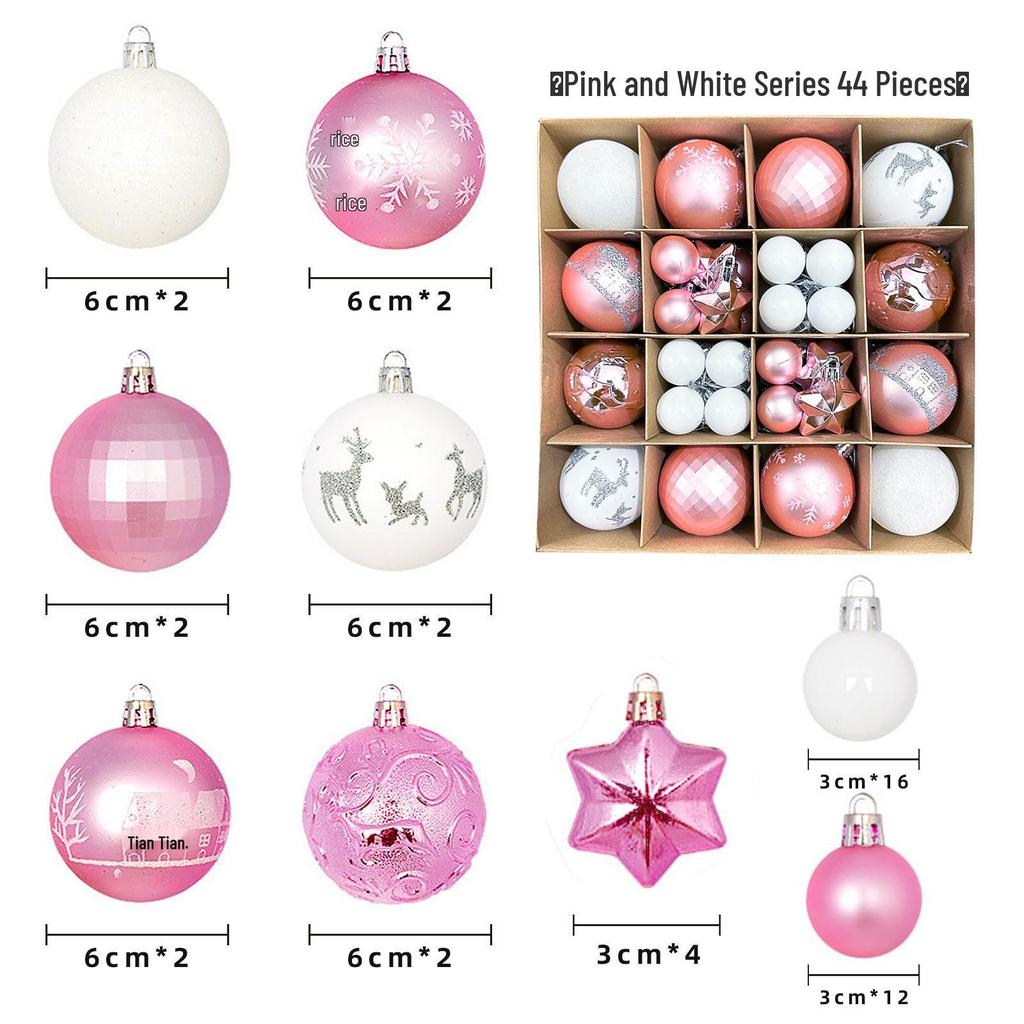 44-Piece Christmas Tree Decoration Set: 6cm Colorful PVC Hanging Balls