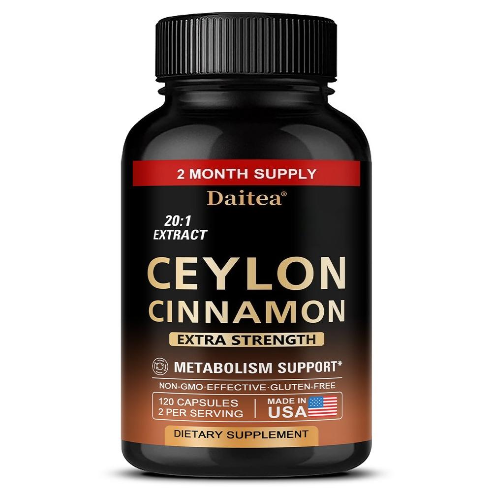 Premium Ceylon Cinnamon 20-1 Extract Capsules for Metabolism and Digestive Support 120 Capsules 120PCS