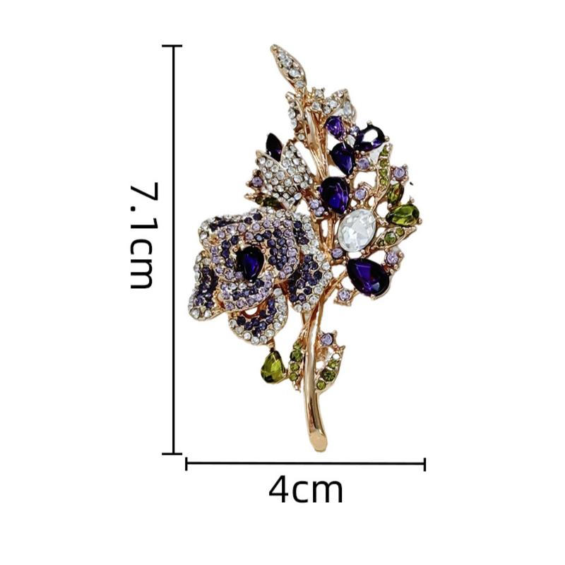 New High-grade Alloy Rhinestone Rose Bouquet Brooch, Elegant and Versatile Women's Clothing Brooch Jewelry Pin