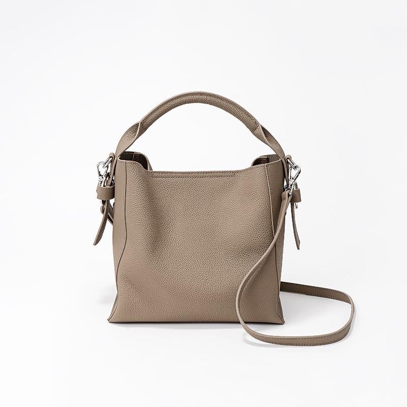 Genuine Leather Women's Bag First-layer Cowhide Bucket Bag Niche Design New Large-capacity Portable Shoulder Bag