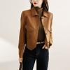 Womens Short PU Leather Jacket Casual Turn-Down Collar Biker Style Streetwear Coat