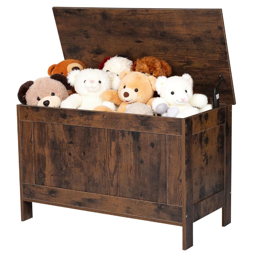 Kids Storage Bench, Wooden Toy Box Chest, Large Storage Cabinet with Safety Hinge, Toddlers Retro Storage Bench for Playroom, Living Room or Entryway,