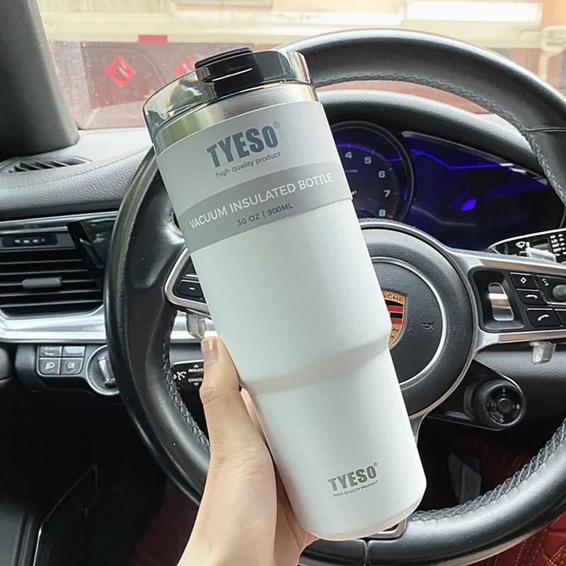 900ml Coffee Cup Thermos Bottle Double-Layer Stainless Steel Vacuum Thermal Insulated Mug Insulated Car Water Bottle 900ML белый