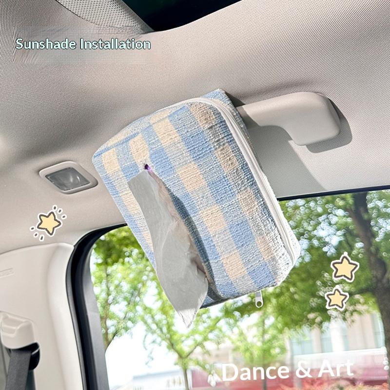 Fancy Suiting Cloth Material Car Seat Back Tissue Box & Hanging Bag Simple Fresh Design Internet Popular Various Colors