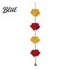 Layered Color Tapestry Knotted Rope Wall Hanging with Bell Braided Triangles Geometric Tapestry Wooden Beads