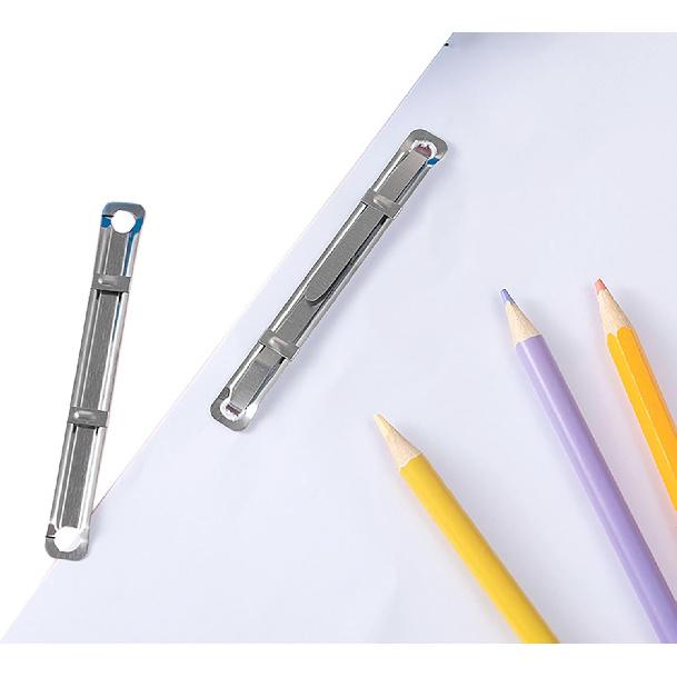 Metal File Fastener, 50 Pcs Stainless Steel 3.5 Inch 2 Hole Metal Paper Clips for Loose-Leaf and Office (50)