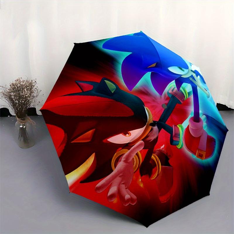 Sonic the Hedgehog & Shadow of the Hedgehog Umbrella, Portable 3 Fold Compact Umbrella for Men & Women, Valentine's Day Mothe