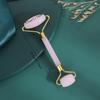 Jade Roller Massager Pink Quartz Roller Home Facial Double Ended Roller Non Resin Gua Sha Massager