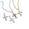 Cross-shaped Hip-Hop Necklace Full Rhinestones Zircon Pendant Real Gold Plated Copper Versatile Sweater Chain Necklace