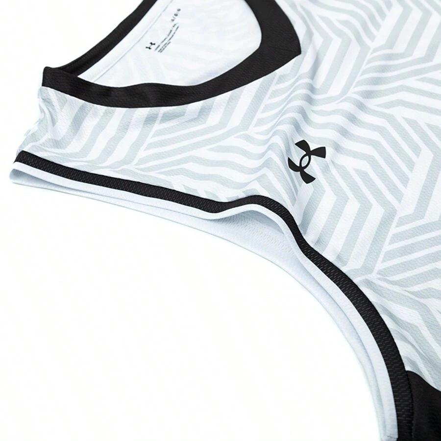 Under Armour Logo Print Breathable Tank Top And Loose Knit Shorts Basketball Set Men Sets White 23500102-100+21500202-100