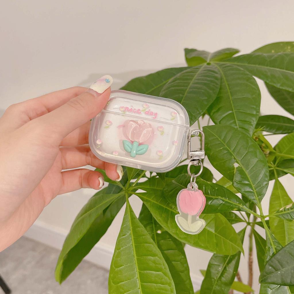 Cartoon 3d Flower Bezdrátová Bluetooth nabíjecí krabička pro Apple Airpods 3 Pro 2nd 2 1 Přívěšek na klíče Roztomilé pouzdro na sluchátka Conque Capa