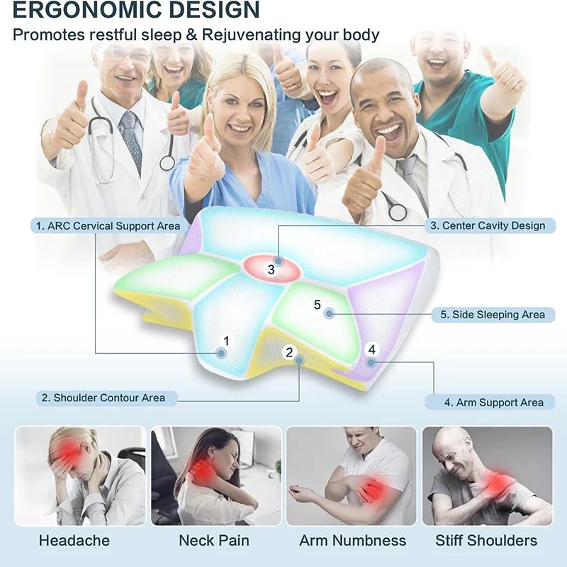 1ks cervikální polštář z paměťové pěny, ergonomický tvarovaný ortopedický polštář 2 v 1 na bolest krku, tvarované podpůrné polštáře, polštář na krk
