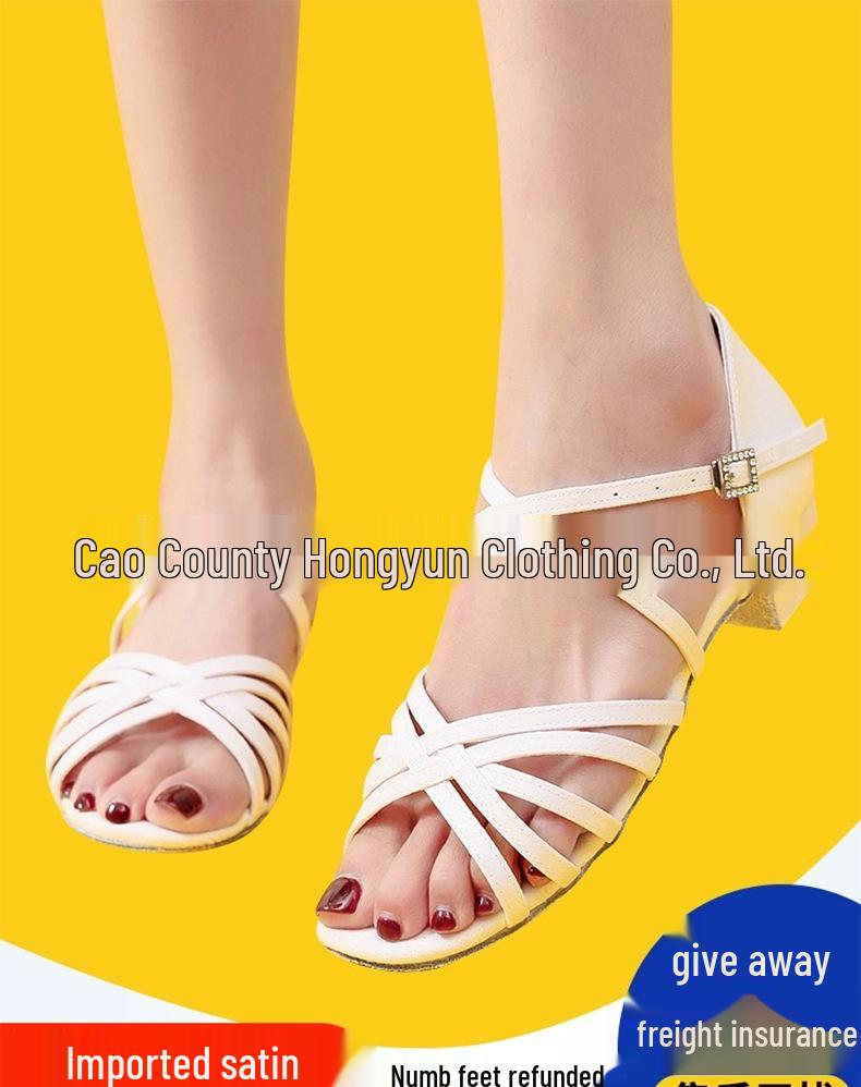New Style Girls' Latin Dance Shoes with Soft Sole and Flat Heel