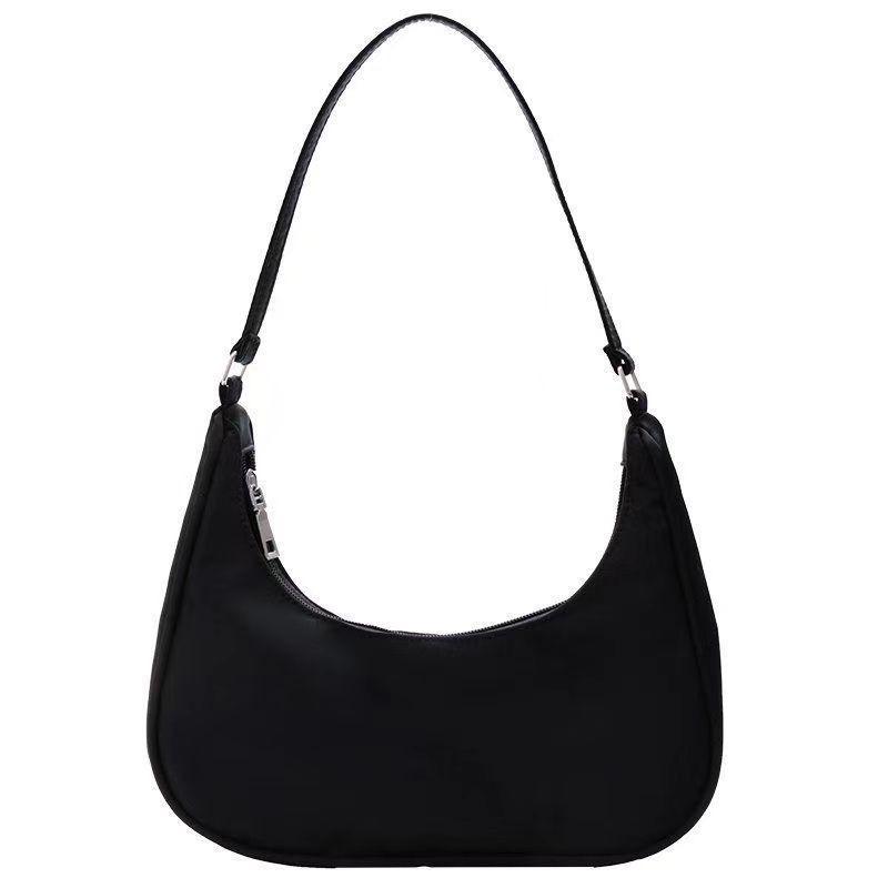 Borsa a tracolla da donna in nylon tinta unita a forma di raviolo, da portare sotto il braccio o a spalla, borsa a messaggero