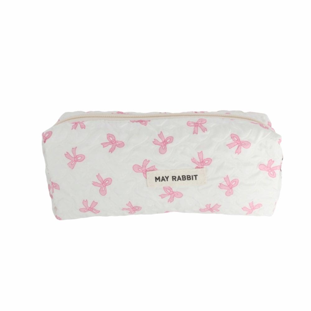 INS Bow Print Pencil Case Large Capacity Student Stationery Storage Bags Back to School Gifts