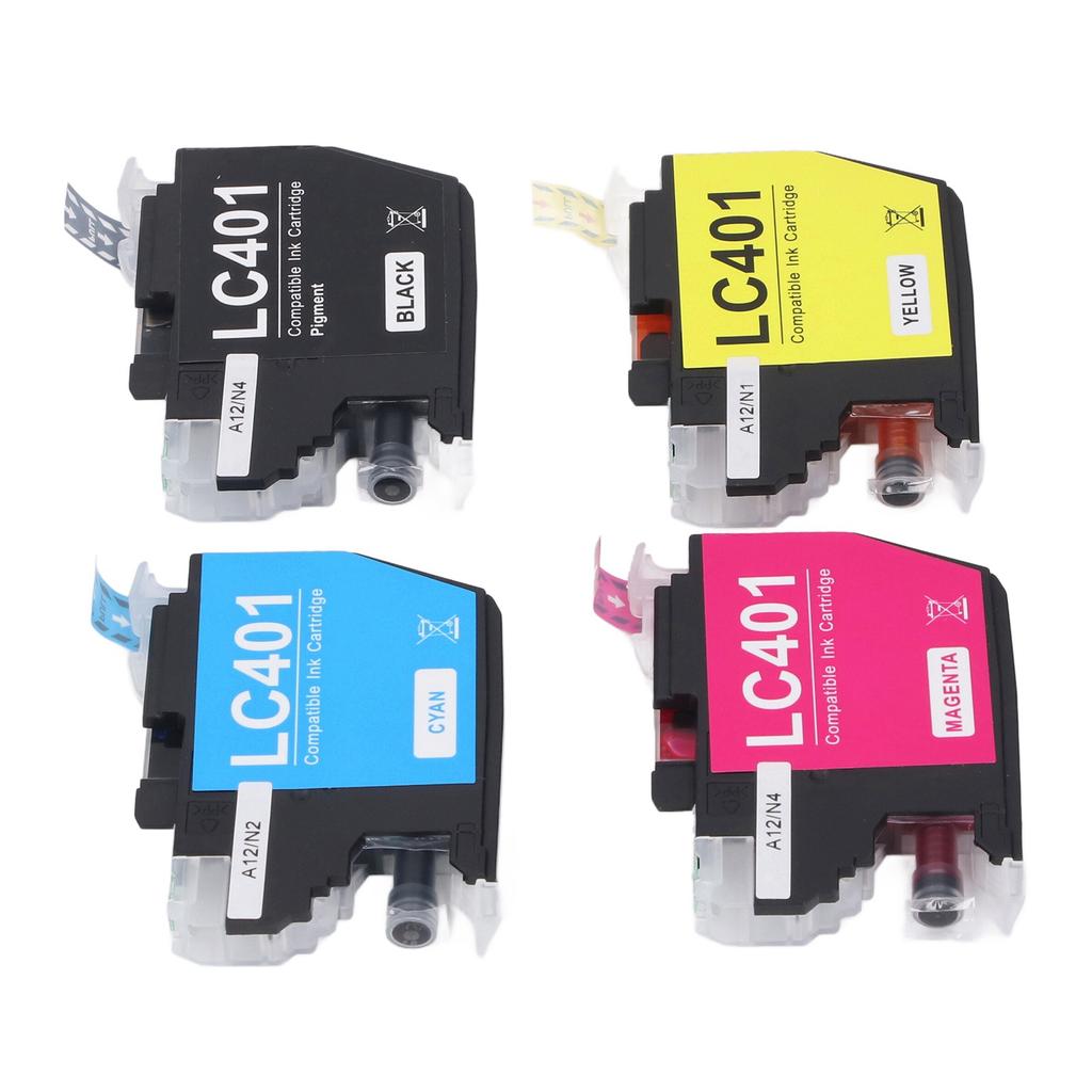 Sada 4ks inkoustových kazet pro výměnu inkoustové tiskárny Černá azurová purpurová žlutá LC401