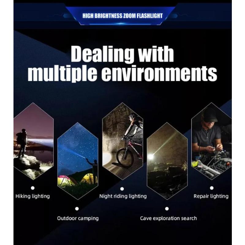 Magnetic Mounting Digital Display Telescopic Zoom High Power LED Lamp IP44 Waterproof  Extended Battery Life Outdoor Fishing